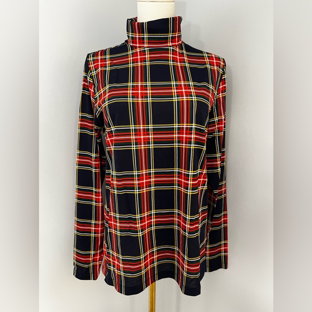 J.Crew Stewart Tartan Plaid Tissue Turtleneck Top